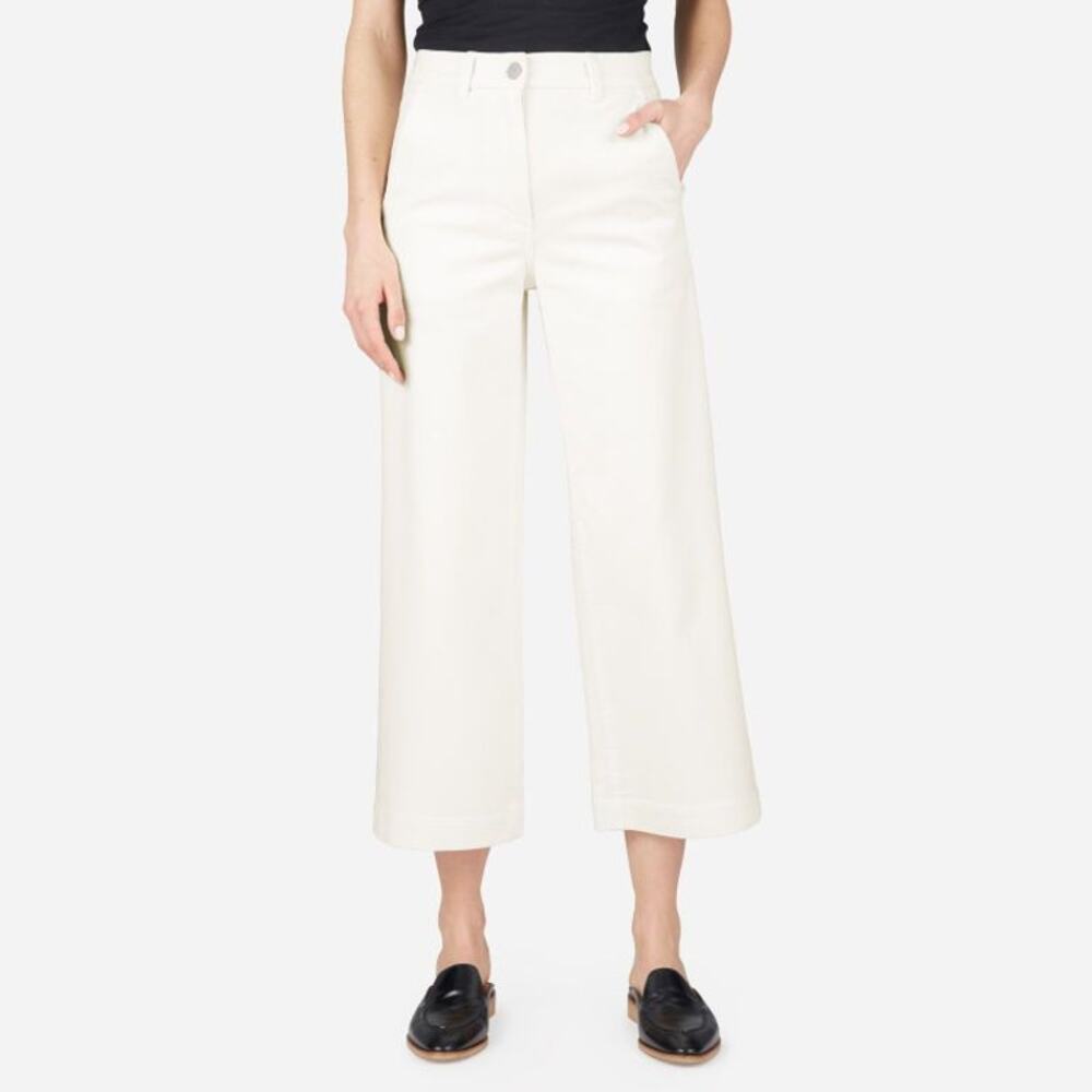 Halston Hi Rise Wide Leg Cropped Jeanswear Pants Bone‎ Minimalist #149